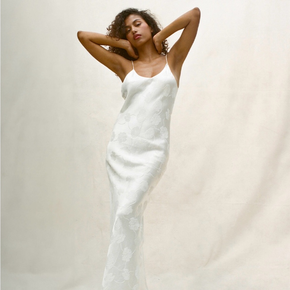 Elegant White Floral Slip Dress